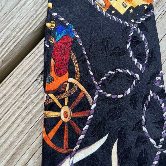 Nicole Miller Vintage Texas Theme Necktie Hand Sewn 100% Silk - Picture 6 of 10